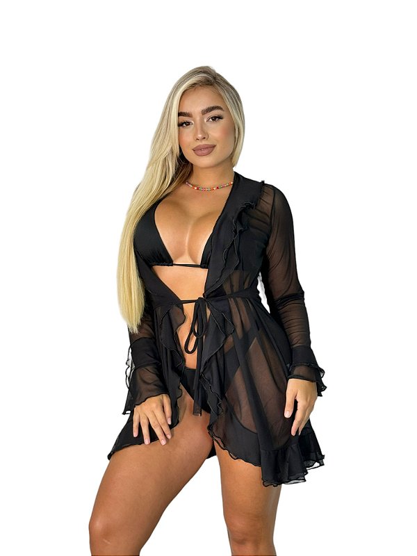 Saída de Praia Feminina Tule + Proteção UV50 - 03 cores