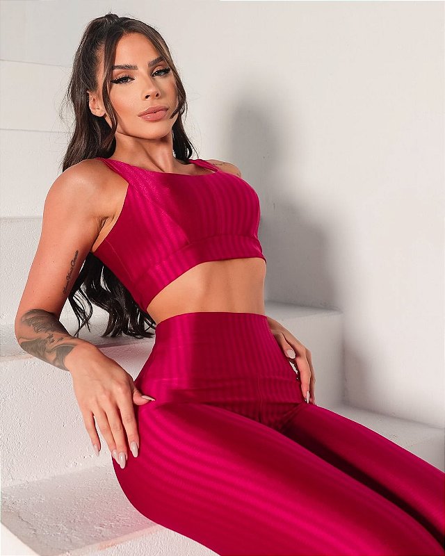 Conjunto Fitness - Legging + Top Cropped - 3D Metalizado