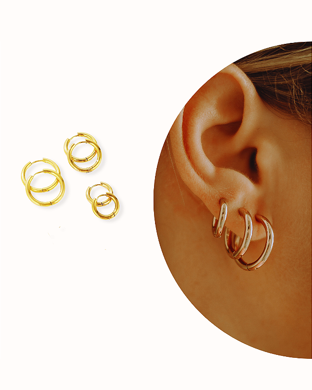 CONJUNTO DE BRINCOS DE ARGOLA ELEGANTE