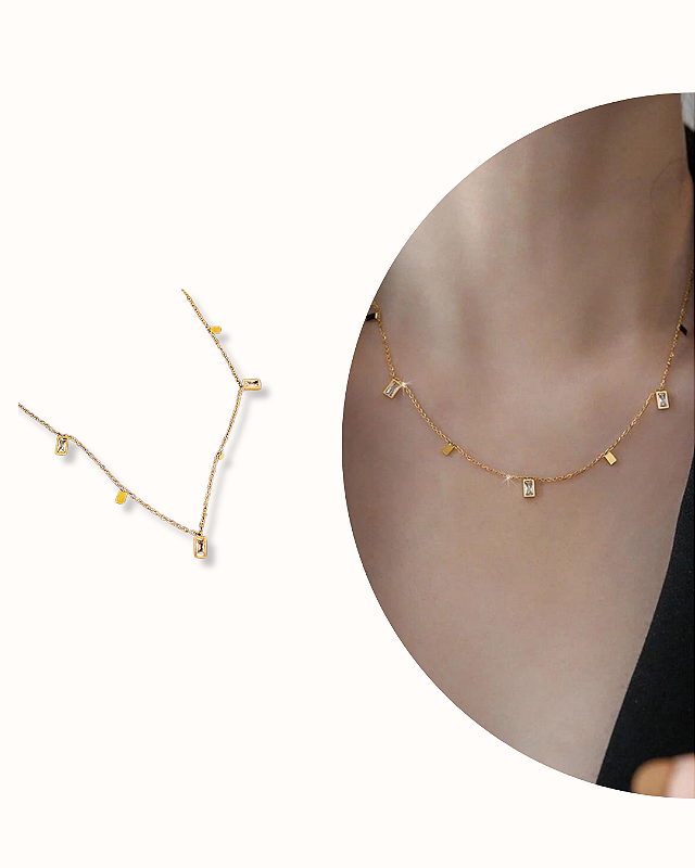 COLAR CHOCKER COM ZIRCÔNIA BANHADO A OURO 18K