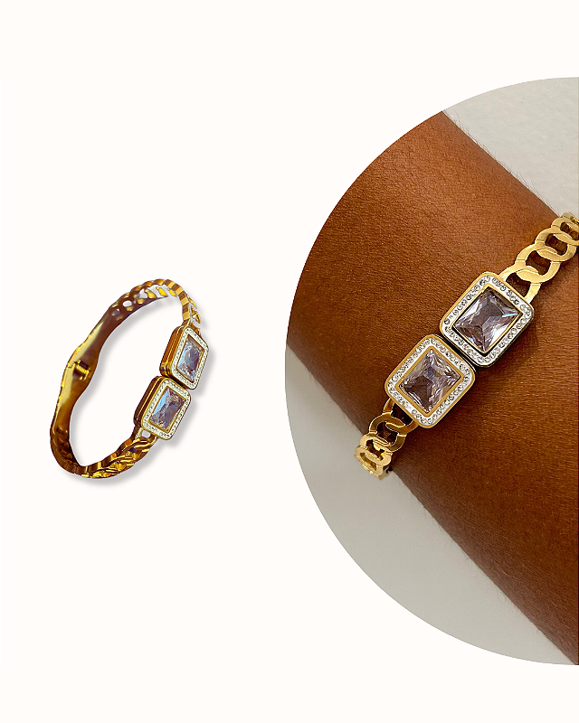 BRACELETE DOURADO CRAVEJADO