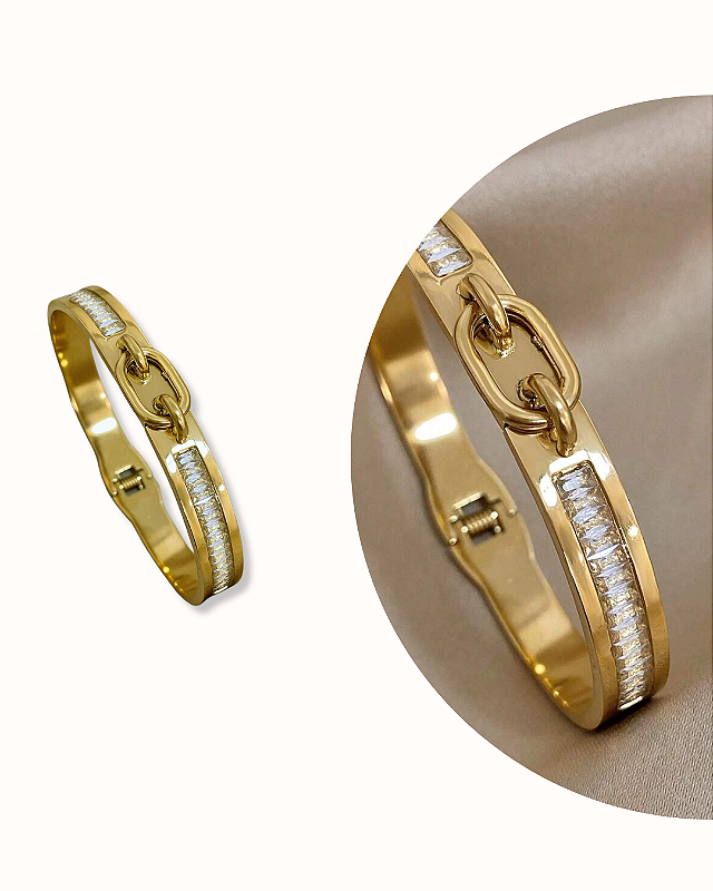 BRACELETE COM FIVELA E STRASS