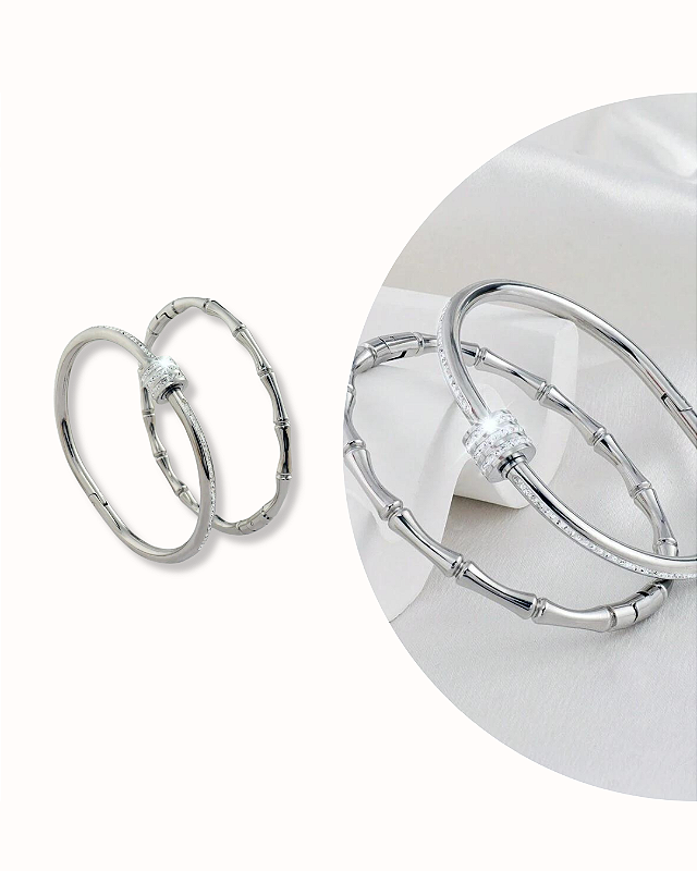PULSEIRA PRATA BAMBO CRAVEJADA