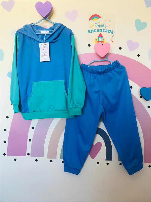 Combinadinho Moletim Duo Azul e Verde