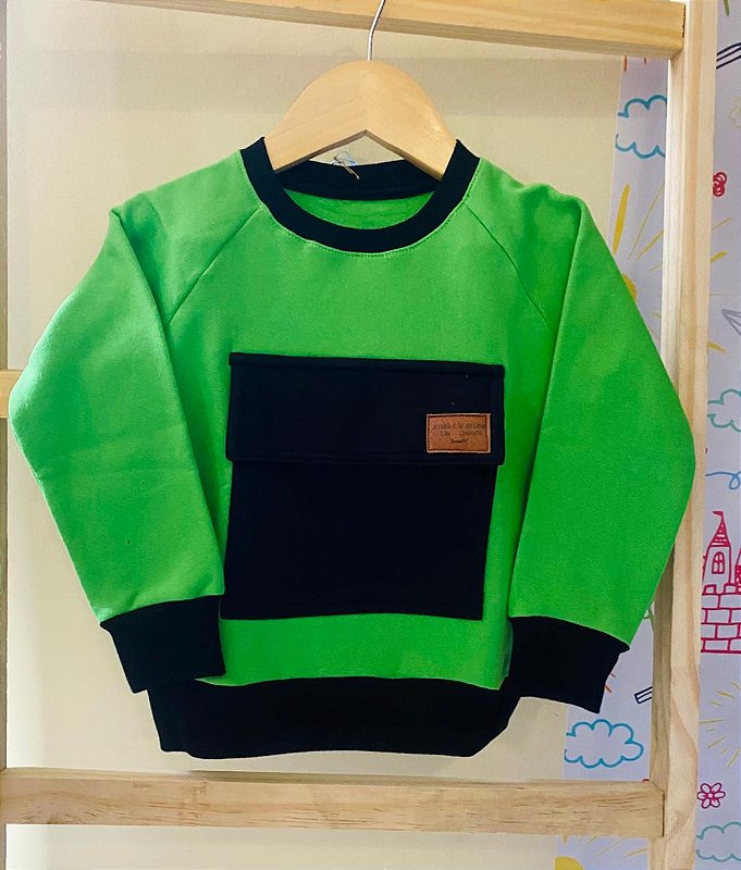 Casaco Alegria Verde Limão Bolso Preto💚🖤