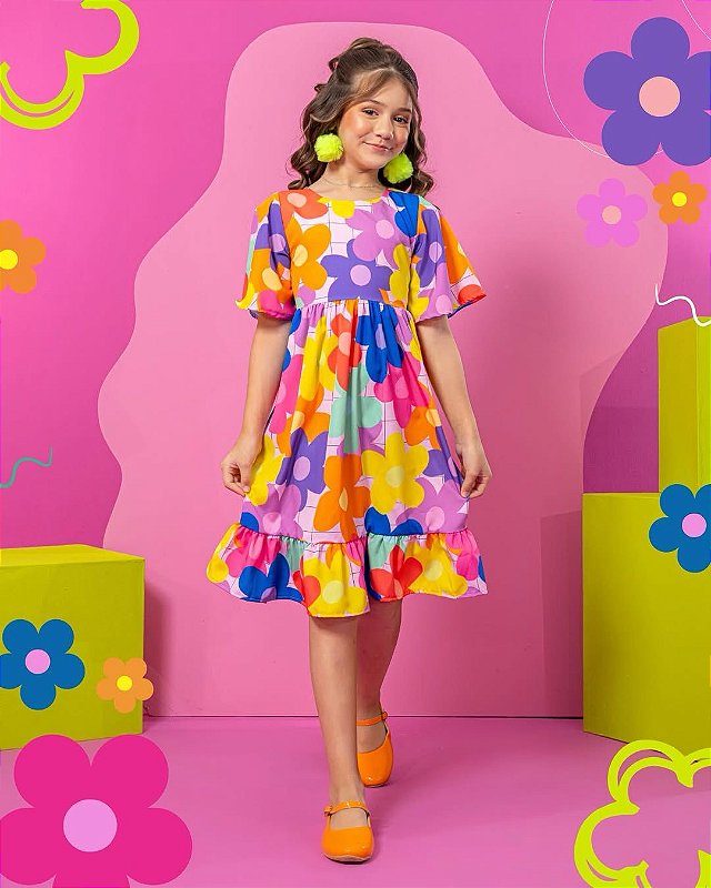 🌈Vestido Elisa Flores🌸