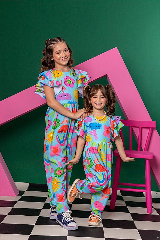 🌈Macacão Hello jardim feliz