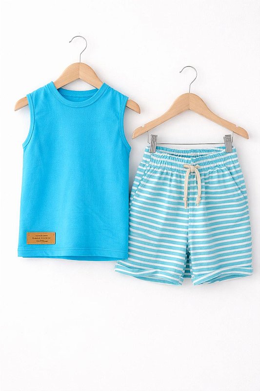 Conjunto básico azul listras