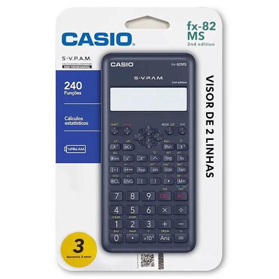 Calculadora Cientifica 240 Funcoes FX 82MS 2 S4 DH casio Papelaria e Livraria Peixinho Dourado
