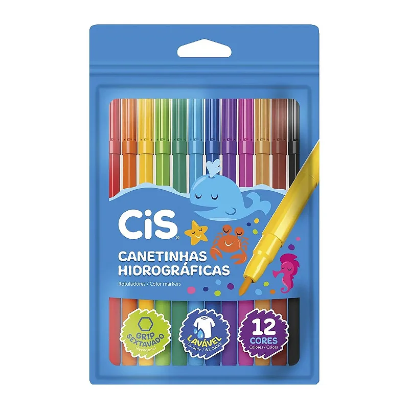 Canetinha Hidrográfica Cis ColorCis com 12 Cores - Papelaria e