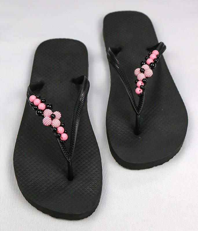 Chinelo Personalizado: Preto & Rosa