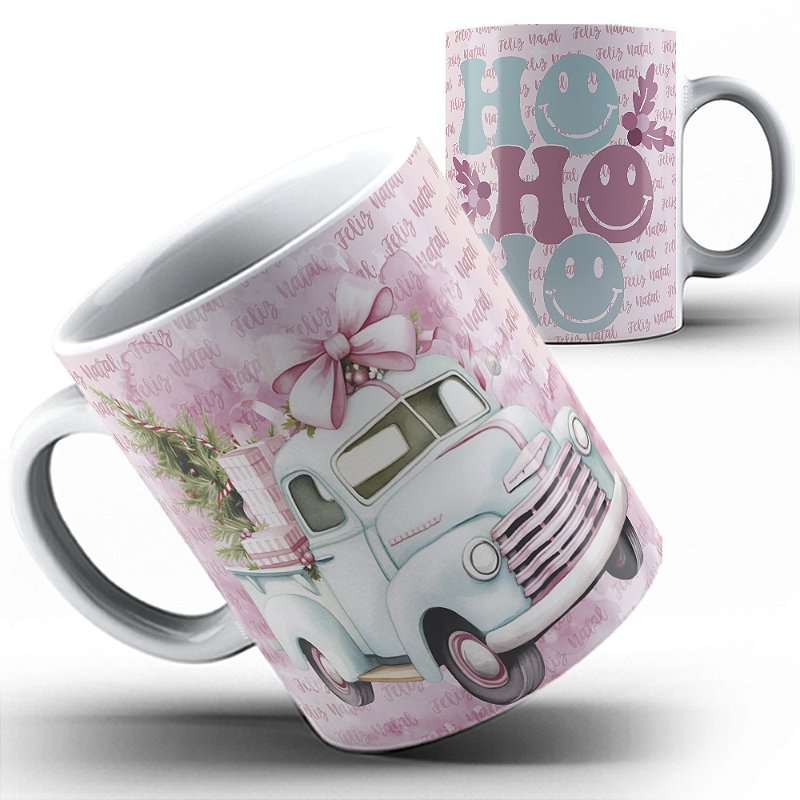 Caneca carro feliz natal ho ho ho 23