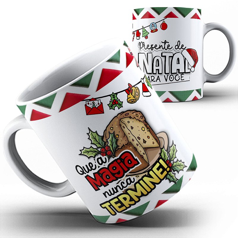 Caneca Feliz presente de Natal panetone 23