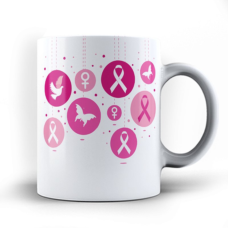 Caneca xicara Outubro rosa luta contra o Câncer 235