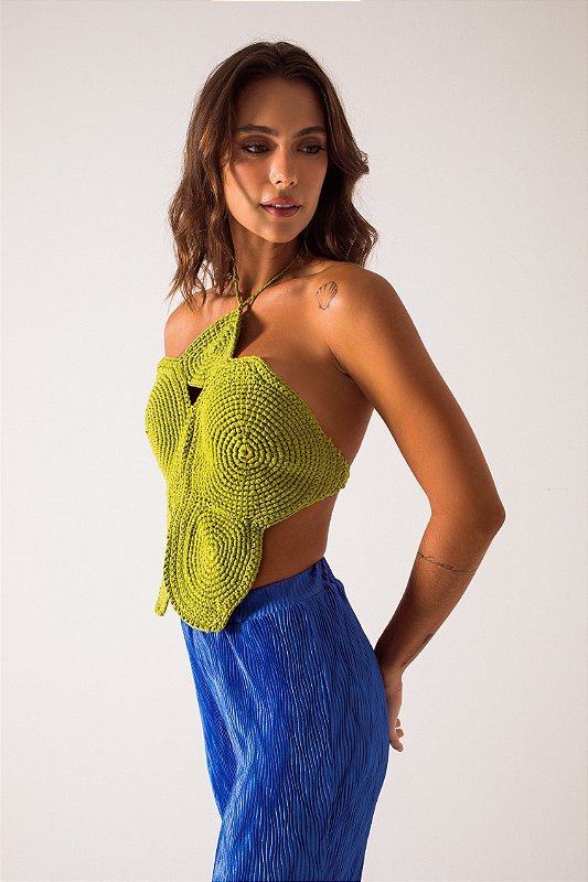 THE TOP MILITÃO CROCHÊ VERDE / OFF WHITE