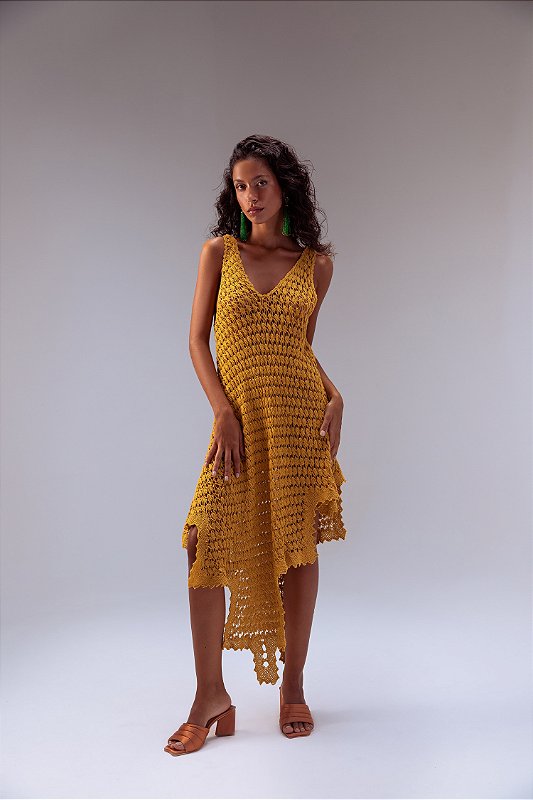 THE DRESS ALINE ASSIMÉTRICO CROCHÊ