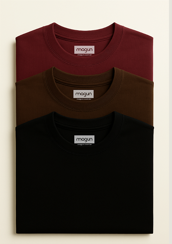 Kit de Camisetas Preto Terra Vinho