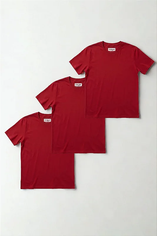 Kit 3 Camisetas Magun Toque Macio - Vermelhas