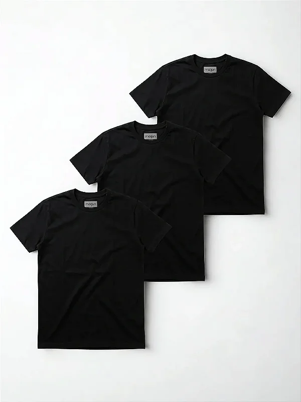 Kit 3 Camisetas Toque Macio - Pretas