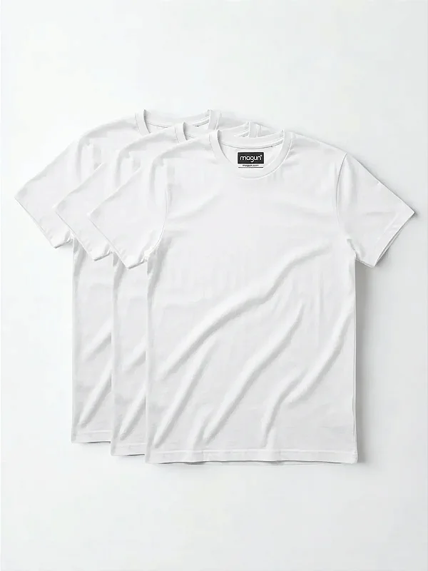 Kit 3 Camisetas Toque Macio - Brancas