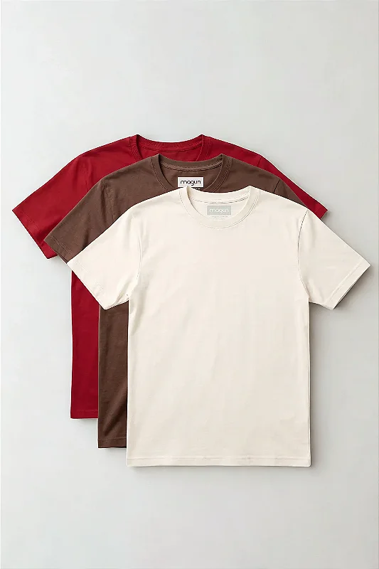 Kit 3 Camisetas Magun Toque Macio - Terra, Vermelho e Off White