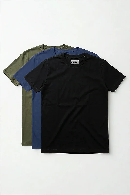 Kit 3 Camisetas Magun Toque Macio - Marinho, Militar e Preto
