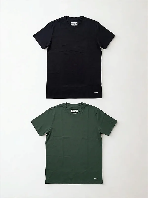 Kit 2 Camisetas Algodão Premium Sem Transparência Verde e Preta