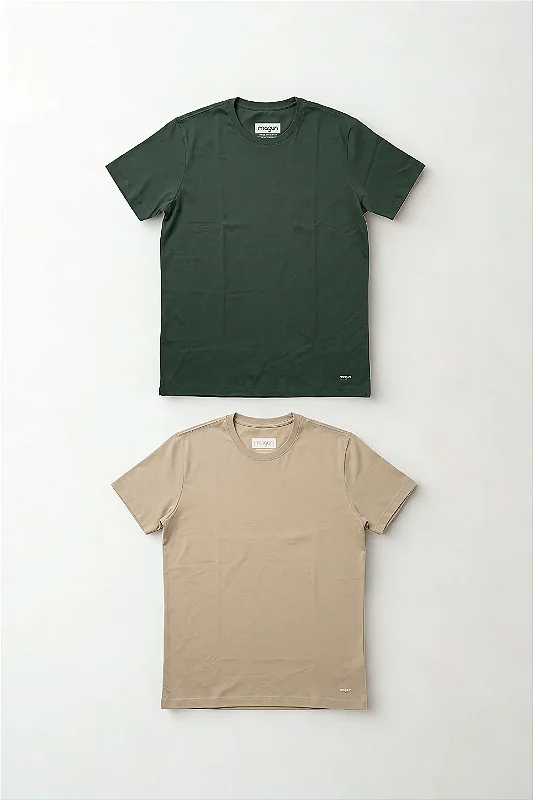 Kit 2 Camisetas Algodão Premium Sem Transparência Verde e Bege