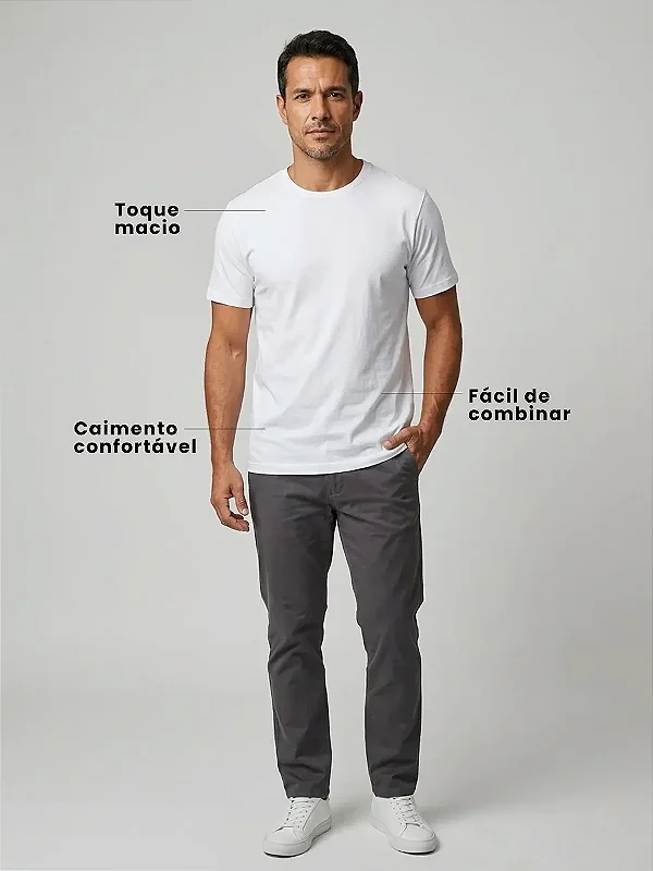 Camiseta Algodão Básica Toque Macio - Branca