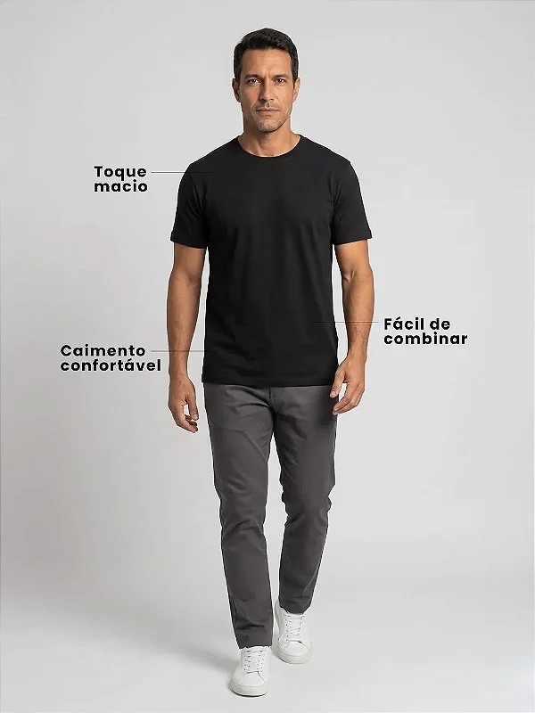 Camiseta Algodão Básica Toque Macio - Preta