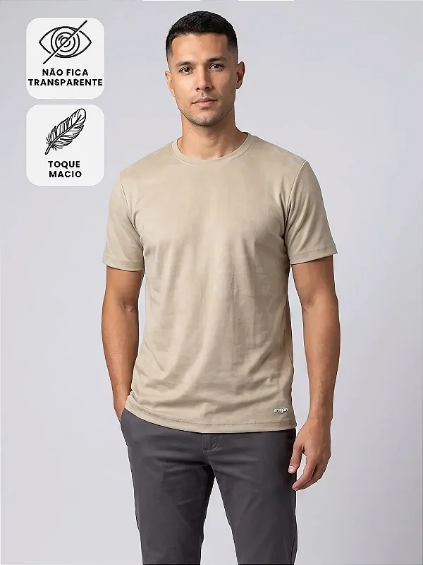 Camiseta Algodão Premium Sem Transparência - Bege
