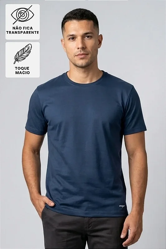 Camiseta Algodão Premium Sem Transparência - Azul Marinho