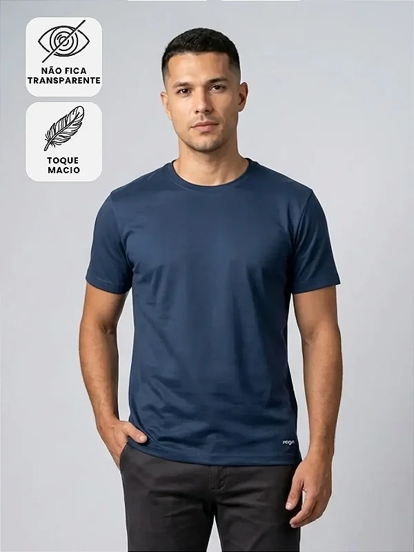 Camiseta Algodão Premium Sem Transparência - Azul Marinho
