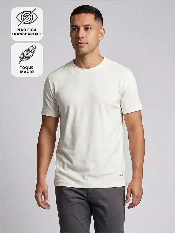 Camiseta Algodão Premium Sem Transparência - Off White