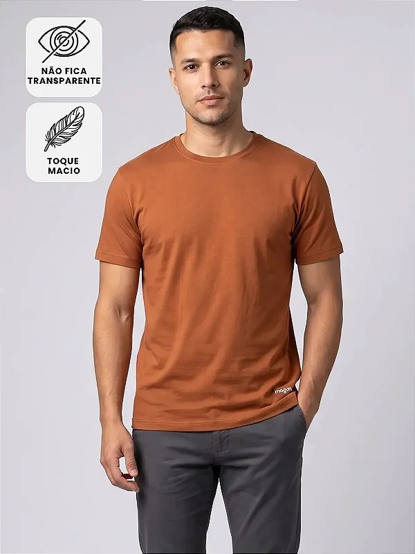 Camiseta Algodão Premium Sem Transparência - Caramelo