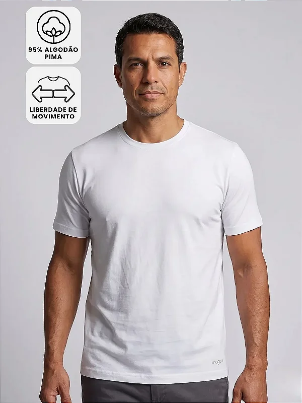 Camiseta Algodão Pima Flexível Magun - Branca