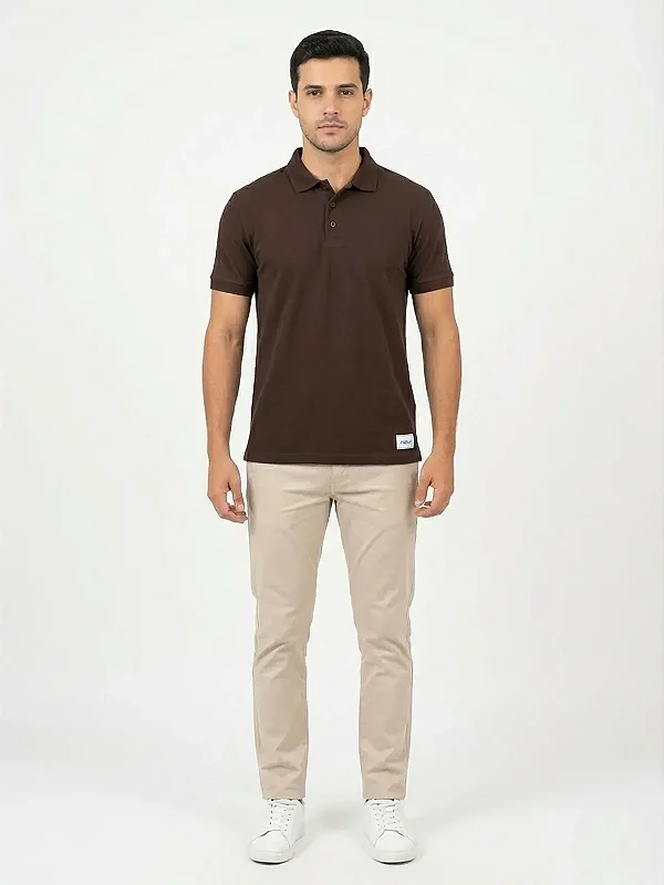 Camisa Polo Piquet Conforto Total Marrom