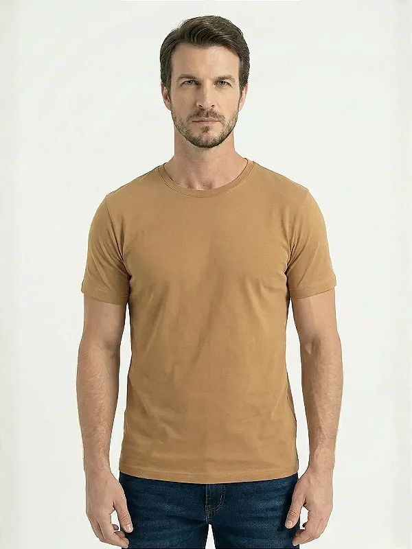 Camiseta Masculina Algodão Pima Ultra Macia Bege