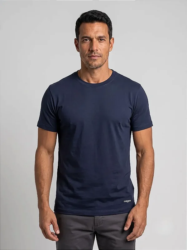 Camiseta Masculina Algodão Pima Ultra Macia Azul Marinho