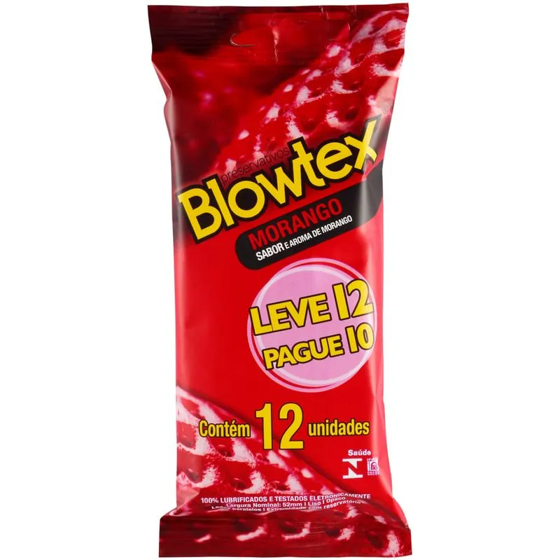 Preservativos Sabor E Aroma Morango Leve 12 Pague 10 Unidades Blowtex