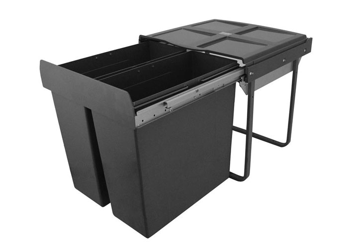 Lixeira Hafele Com 2 Cestos 1 x 34L e 1x 34L Cinza - Ipê Ferragens