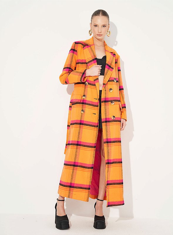 Casaco Colcci Trench Coat Xadrez 36 Meu Exagerado Um outlet