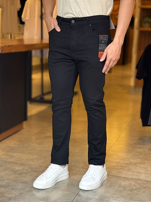 Calça Jeans Acostamento Skinny Black Forever Preta MB Store Moda