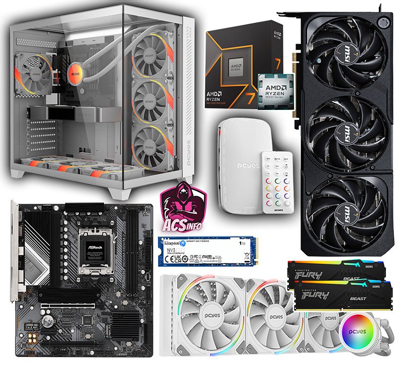 PC Gamer AMD Ryzen 7 9700x + RTX 5070 TI + 32GB DDR5 RGB + SSD 1TB