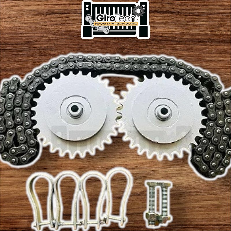 Kit de Correntes para Portão Basculante GiroTech  / Roldana com Coroa Dentada resistente 4 Polegadas (105mm)