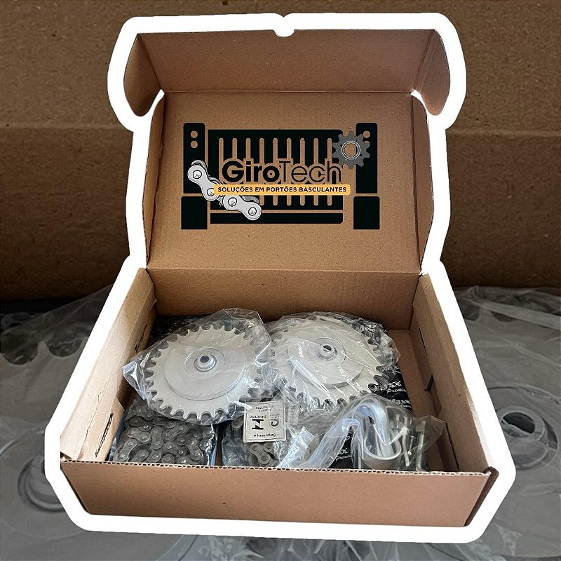 Kit de Correntes para Portão Basculante GiroTech  / Roldana com Coroa Dentada resistente 3 Polegadas (75mm)