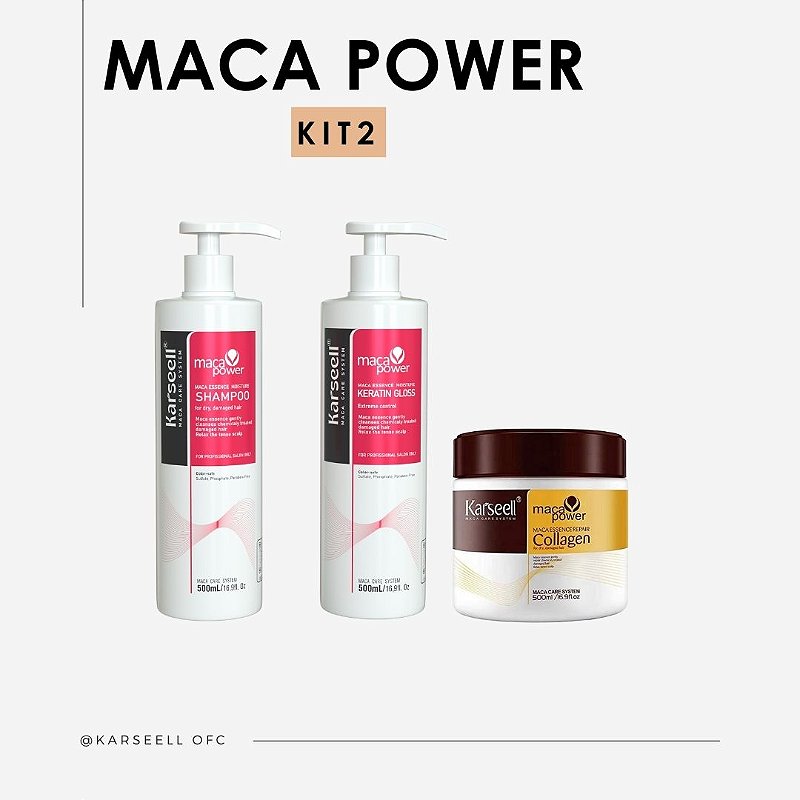Kit Liso Imediato Keratin Gloss Karseell 500 ml  + Shampoo Karseell 500 ml + Máscara Karseell 500g