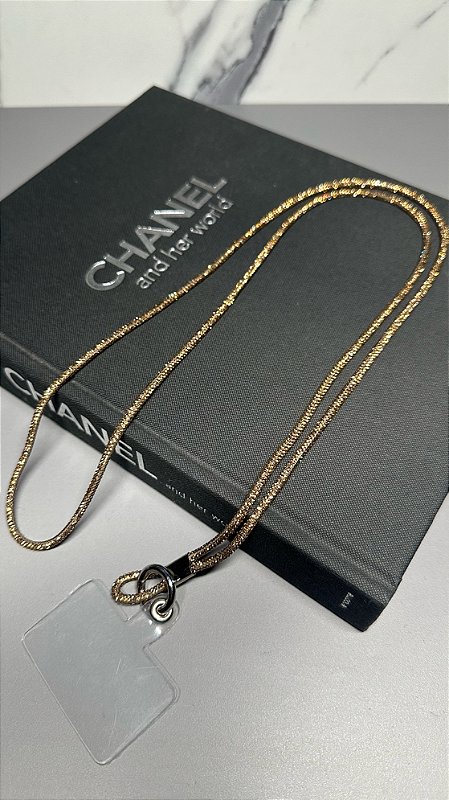 Alça Longa Para Celular Strass Dourado