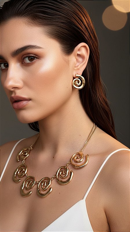 Conjunto Caracol Dourado