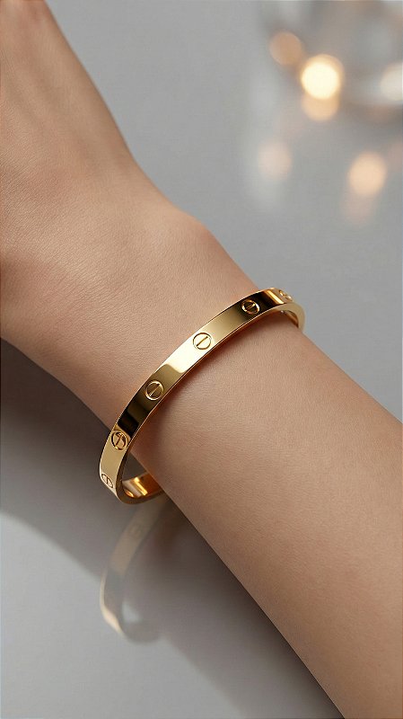 Bracelete Inspiração Cartier Aço Dourado